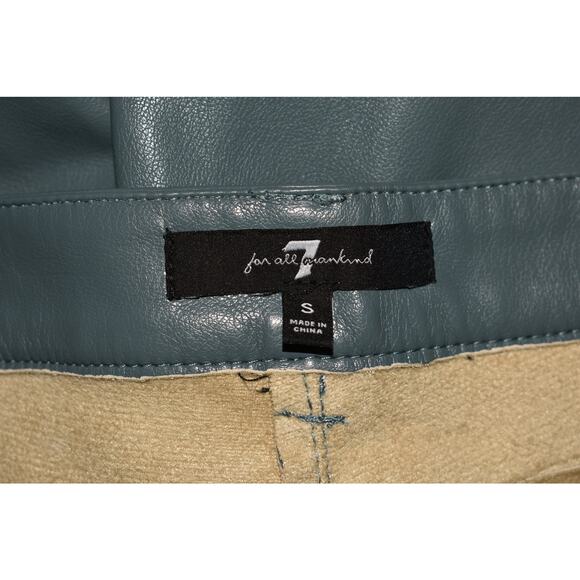7 FOR ALL MANKIND $198 Blue Faux Leather Straight Leg Ankle Pant Small - Picture 3 of 3